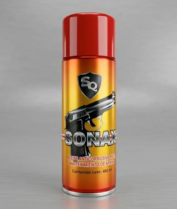 Aceite anticorrosivo SQ Sonax 400 ml en spray para mantenimiento de armas cortas y largas, ideal para policía, ejército, civil y seguridad privada en Colombia – disponible en Bogotá, Medellín, Cali, Valle del Cauca y envío a todo el país
