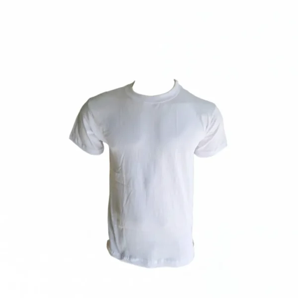Camiseta blanca básica de algodón nacional manga corta. Prenda resistente y económica ideal para uniformes, trabajo rudo, capas base tácticas y uso diario en Colombia. Envíos a Ibagué, Neiva, Florencia y Sincelejo.