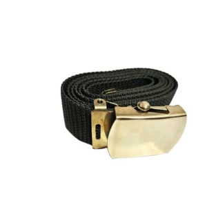 Correa táctica de lona negra trenzada con hebilla dorada de hierro macizo tipo ajuste infinito. Cinturón resistente para uniforme militar, policial, trabajo rudo y outdoor. Cali, Medellin, Bogota, Palmira, Tulua, Cartago, Pereira. Army Store, tienda Tactica.