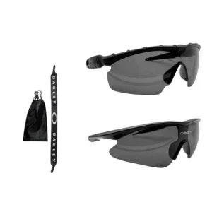 Gafas de sol Oakley M2 Frame XL negras con lentes polarizados grises y protección UV. Montura de plástico resistente estilo envolvente para tiro, ciclismo y outdoor. Incluye cordón y bolsa microfibra. Cali, Medellin, Bogota, Palmira, Tulua, Cartago, Pereira. Army Store, tienda Tactica.