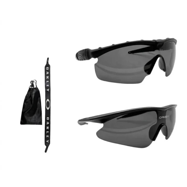Gafas de sol Oakley M2 Frame XL negras con lentes polarizados grises y protección UV. Montura de plástico resistente estilo envolvente para tiro, ciclismo y outdoor. Incluye cordón y bolsa microfibra. Cali, Medellin, Bogota, Palmira, Tulua, Cartago, Pereira. Army Store, tienda Tactica.