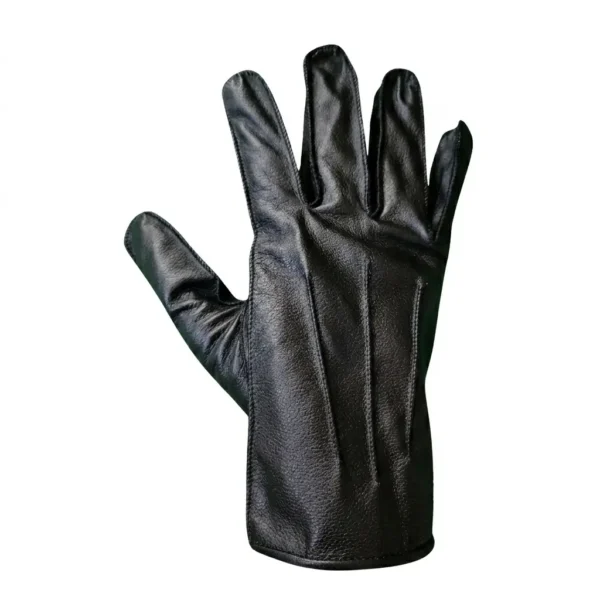 Guantes tácticos de cabretilla (piel de cabra) negros con costuras reforzadas. Alta resistencia a la abrasión, flexibilidad superior y agarre natural. Ideales para tiro, conducción, moto y trabajo manual. Cali, Medellin, Bogota, Palmira, Tulua, Cartago, Pereira. Army Store, tienda Tactica.