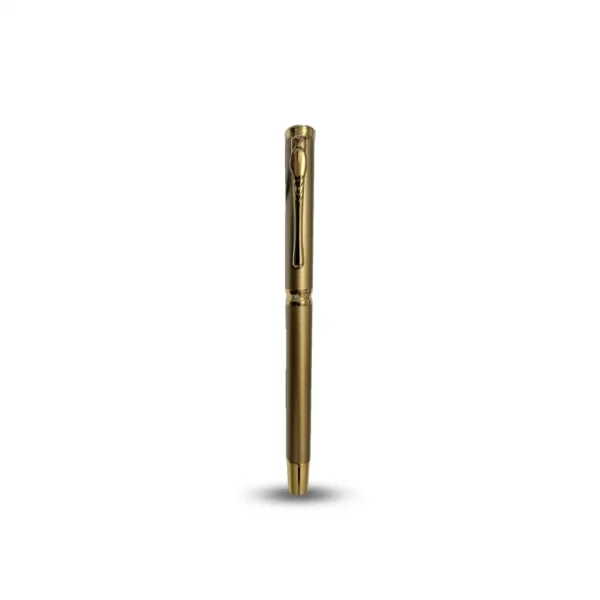 Lapicero táctico de presentación en aleación metálica color dorado/bronce con clip resistente y punta rompevidrios de tungsteno. Herramienta EDC multifuncional para escritura, defensa personal y emergencia. Cali, Medellin, Bogota, Palmira, Tulua, Cartago, Pereira. Army Store, tienda Tactica.