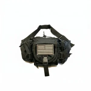 Riñonera táctica negra ArcEnCiel de nailon 1000D resistente al agua con compartimento porta pistola, sistema MOLLE y correa ajustable. Bolsa de cintura segura para porte oculto, entrenamiento, viaje y outdoor en Colombia. Envíos a Cali, Medellin, bogotá