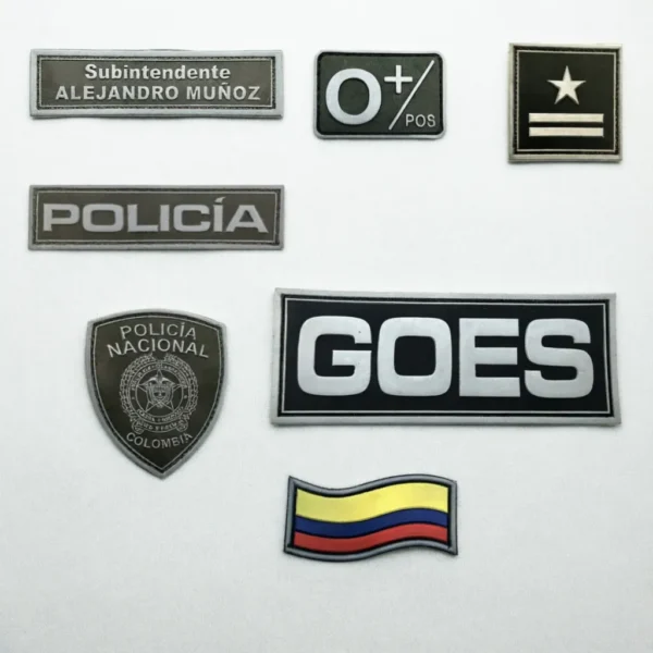 parches-tacticos-pvc-policia-nacional---goes-rangos-bandera-escudo-colombia-1 Parches tácticos de PVC/PVS impermeables de la Policía Nacional de Colombia: placa Subintendente Alejandro Muñoz, tipo sangre O+, insignia de rango, escudo institucional, parche GOES y bandera colombiana. Con velcro para morrales y chalecos tácticos. Cali, Medellin, Bogota, Palmira, Tulua, Cartago, Pereira. Army Store, tienda Tactica.