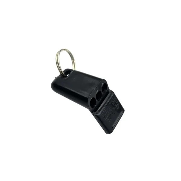 Silbato Acme negro de 52mm en plástico resistente sin bola (pealess). Incluye llavero metálico. Sonido potente para árbitros, entrenadores, outdoor, emergencias y seguridad. Cali, Medellin, Bogota, Palmira, Tulua, Cartago, Pereira. Army Store, tienda Tactica.